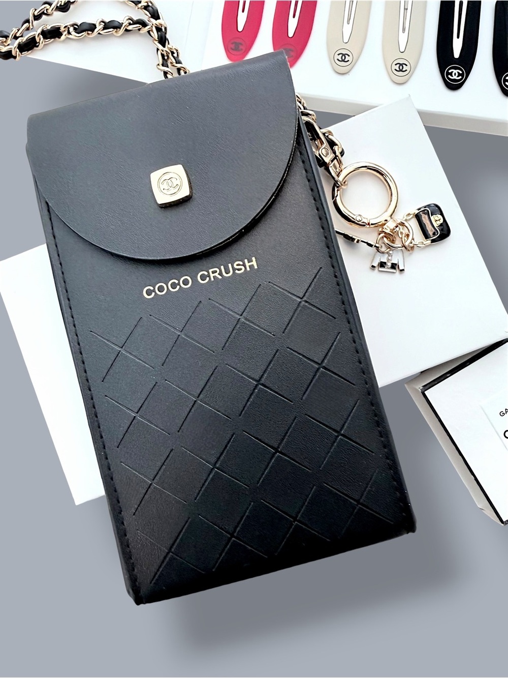Chanel Beautรฉ GWP Coco Crush Phone Pouch, Hair Clips & 2 Gardรฉnia Minis